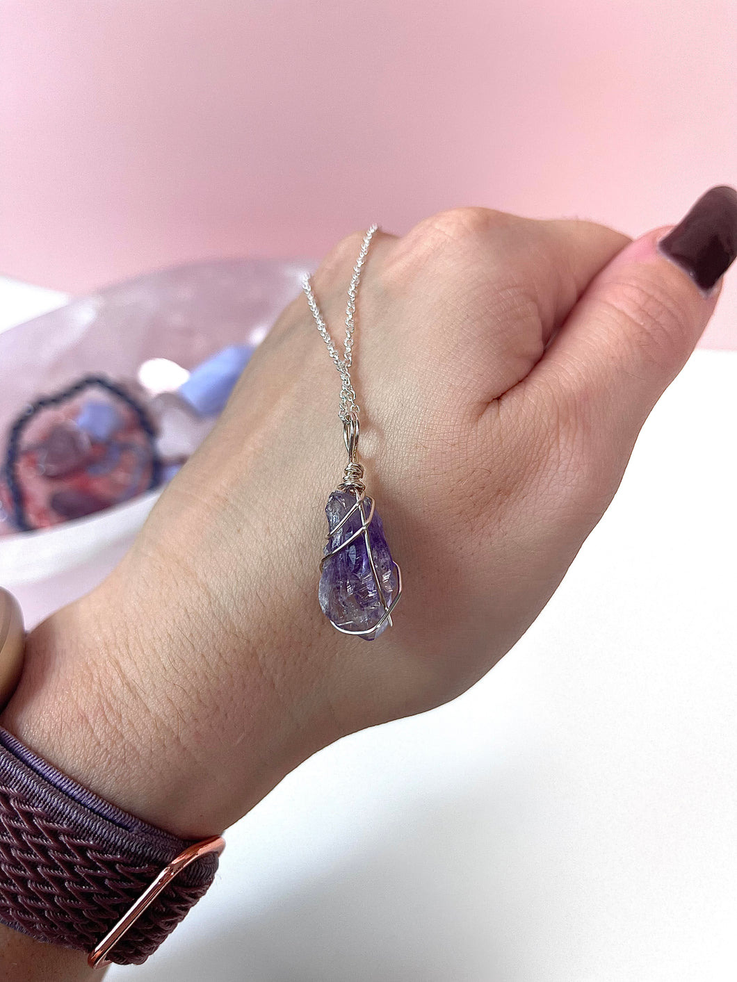 Intuitively chosen Amethyst Silver Plated Handmade necklace